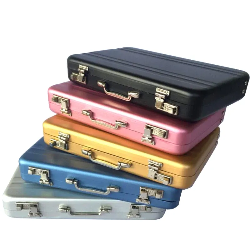 Boîte de rangement en aluminium, porte-cartes d'identité et de crédit, mini valise, boîte à cartes bancaires, étui à bijoux, organisateur rectangulaire - Image 1