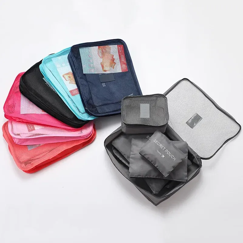 Ensemble de 6 sacs de rangement pour vêtements de voyage, organiseur de bagages portable, cubes de rangement pour valise, chaussures et vêtements, pochette portable

Wait, that's already in French. Here is a cleaned-up version without the keyword stuffing:

Ensemble de 6 organisateurs de voyage pour valise 2