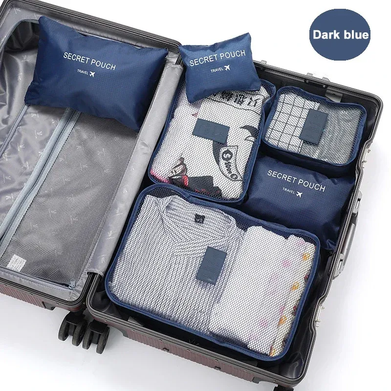 Ensemble de 6 sacs de rangement pour vêtements de voyage, organiseur de bagages portable, cubes de rangement pour valise, chaussures et vêtements, pochette portable

Wait, that's already in French. Here is a cleaned-up version without the keyword stuffing:

Ensemble de 6 organisateurs de voyage pour valise 5