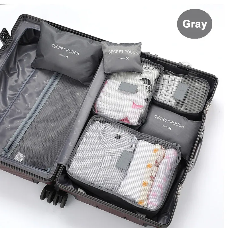 Ensemble de 6 sacs de rangement pour vêtements de voyage, organiseur de bagages portable, cubes de rangement pour valise, chaussures et vêtements, pochette portable

Wait, that's already in French. Here is a cleaned-up version without the keyword stuffing:

Ensemble de 6 organisateurs de voyage pour valise 7