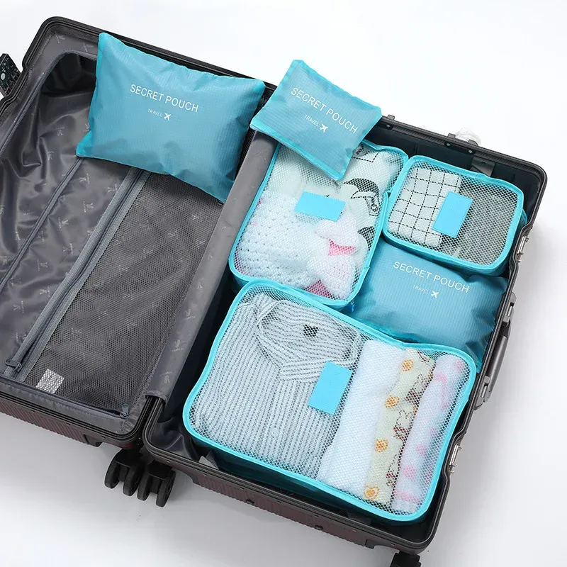 Ensemble de 6 sacs de rangement pour vêtements de voyage, organiseur de bagages portable, cubes de rangement pour valise, chaussures et vêtements, pochette portable

Wait, that's already in French. Here is a cleaned-up version without the keyword stuffing:

Ensemble de 6 organisateurs de voyage pour valise 9