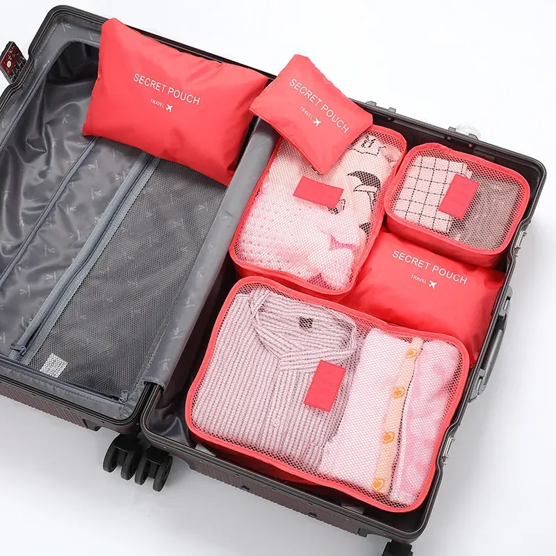 Ensemble de 6 sacs de rangement pour vêtements de voyage, organiseur de bagages portable, cubes de rangement pour valise, chaussures et vêtements, pochette portable

Wait, that's already in French. Here is a cleaned-up version without the keyword stuffing:

Ensemble de 6 organisateurs de voyage pour valise 14