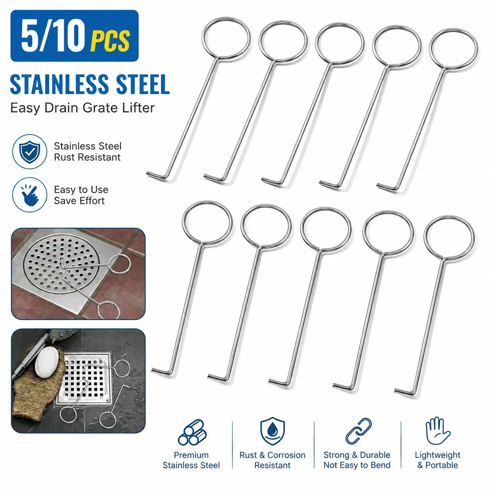 Lot de 5 ou 10 crochets de levage pour siphon de sol, évier de cuisine et panier de douche, outil de retrait de cheveux - Image 1