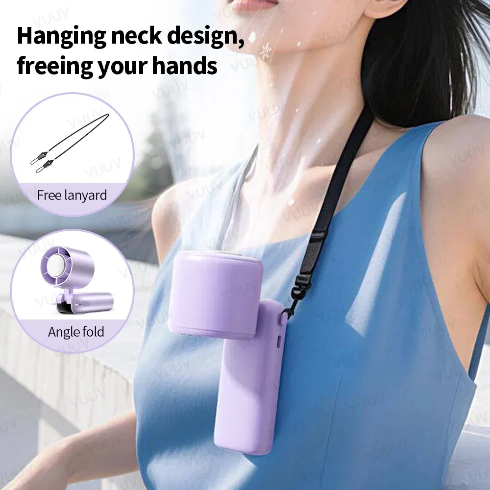 Ventilateur portable rafraîchissant à glace, 199 vitesses, turbo, USB, pliable et suspendable, idéal pour l'extérieur 5