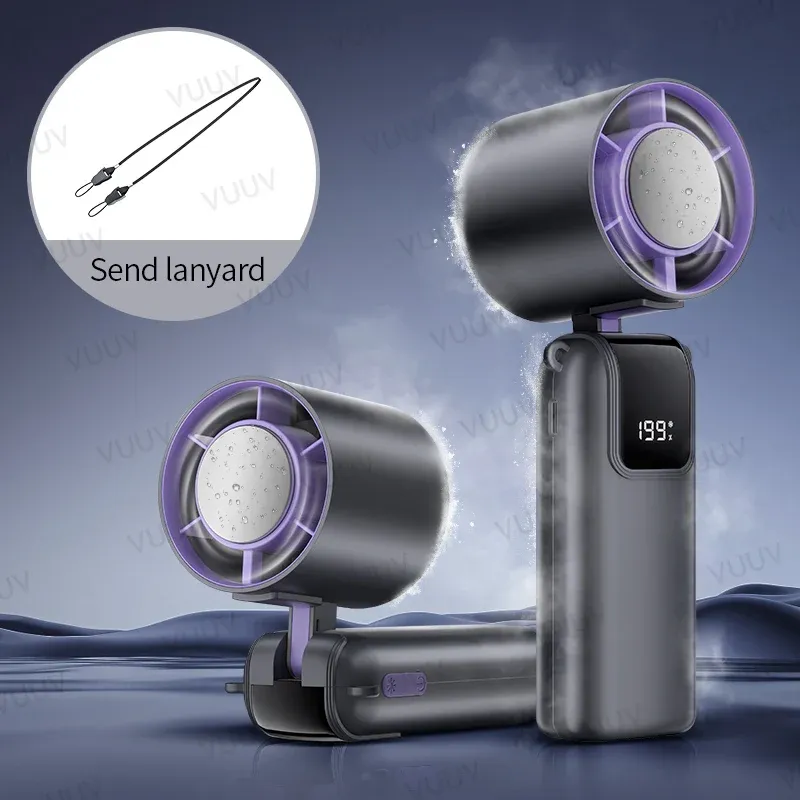 Ventilateur portable rafraîchissant à glace, 199 vitesses, turbo, USB, pliable et suspendable, idéal pour l'extérieur 8