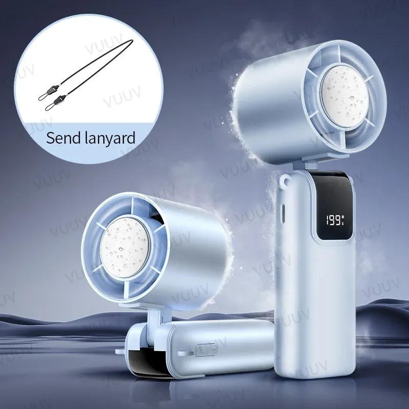 Ventilateur portable rafraîchissant à glace, 199 vitesses, turbo, USB, pliable et suspendable, idéal pour l'extérieur 9