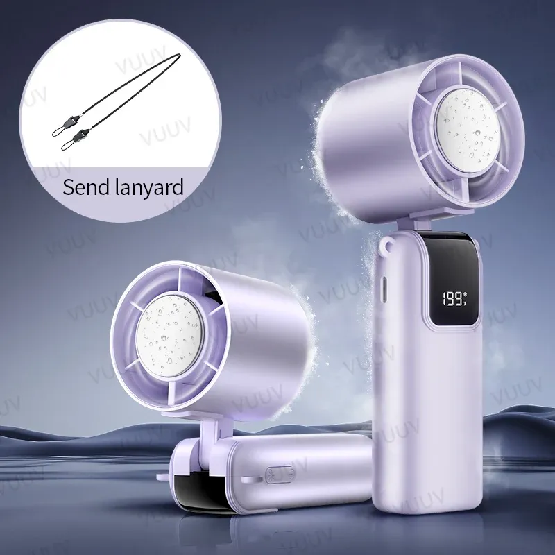 Ventilateur portable rafraîchissant à glace, 199 vitesses, turbo, USB, pliable et suspendable, idéal pour l'extérieur 11