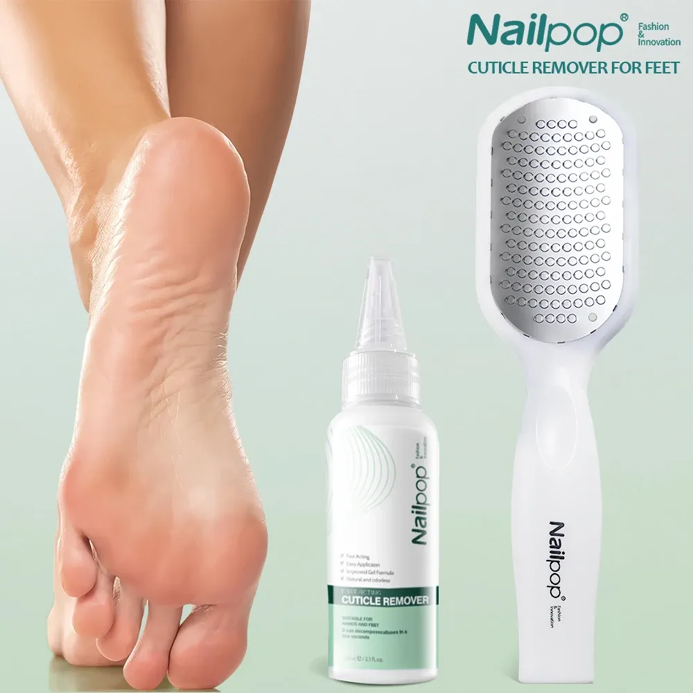 Nailpop – Dissolvant de callosités professionnel pour pieds, gel extra résistant et râpe, lime à pieds, dissolvant de peau morte pour talons craquelés et peau sèche