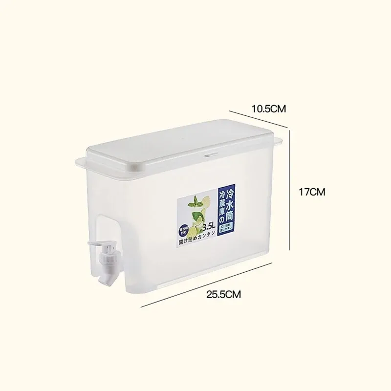 Distributeur de boissons à robinet, seau de stockage de liquides 3,5 L pour jus, limonade et boissons froides, organisateur de réfrigérateur extérieur 6