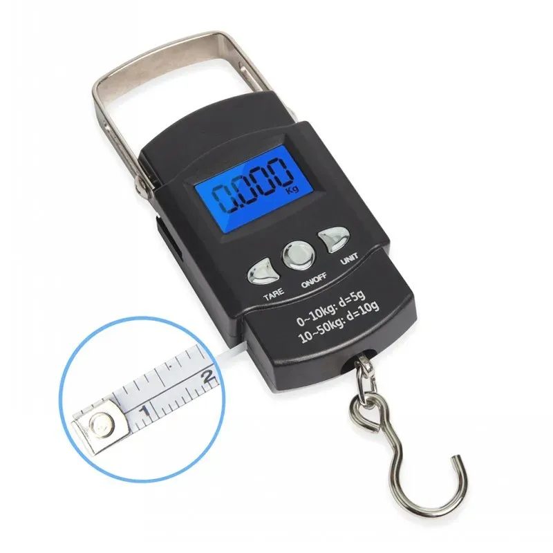 Balance numérique portable multifonction 50 kg / 10 g pour la pêche et les bagages, avec crochet et règle, usage extérieur 7
