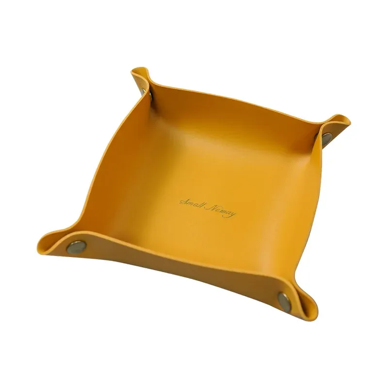 Plateau de rangement en cuir au style nordique, organisateur de bureau pour clés et bijoux, boîte de rangement cosmétiques, organisateur pliant, décoration d'intérieur 6