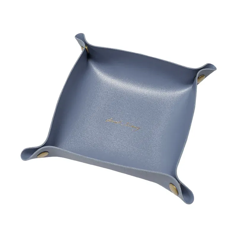 Plateau de rangement en cuir au style nordique, organisateur de bureau pour clés et bijoux, boîte de rangement cosmétiques, organisateur pliant, décoration d'intérieur 7