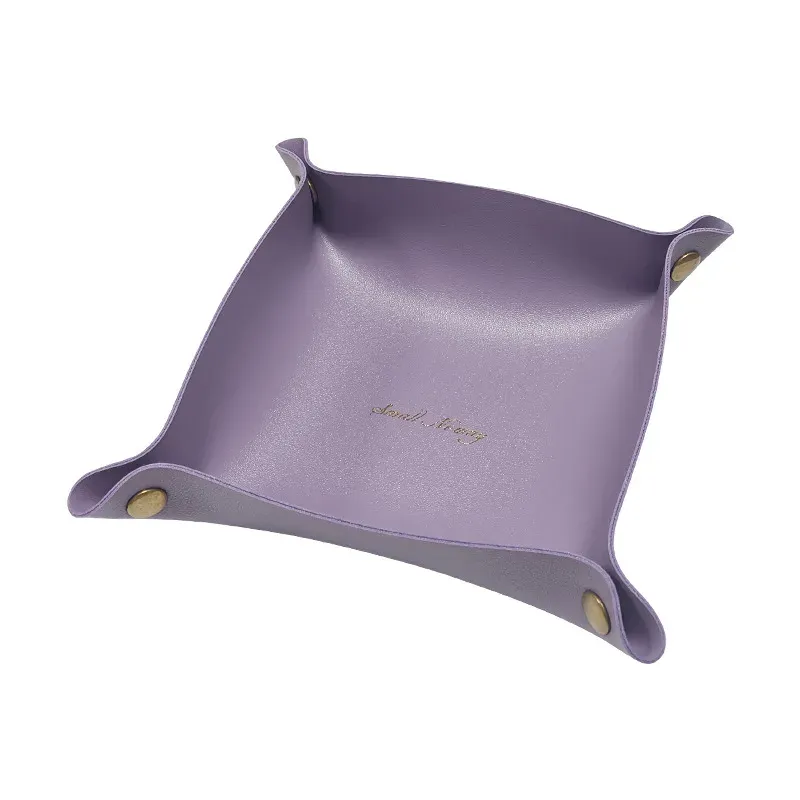 Plateau de rangement en cuir au style nordique, organisateur de bureau pour clés et bijoux, boîte de rangement cosmétiques, organisateur pliant, décoration d'intérieur 10