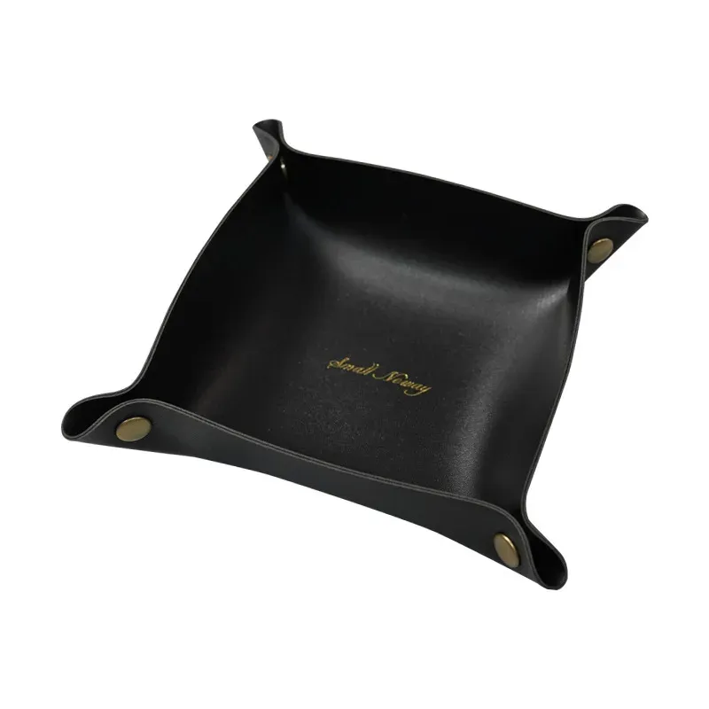 Plateau de rangement en cuir au style nordique, organisateur de bureau pour clés et bijoux, boîte de rangement cosmétiques, organisateur pliant, décoration d'intérieur 9