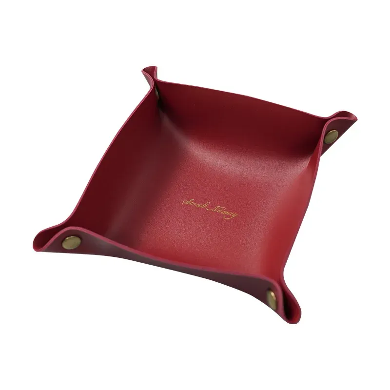 Plateau de rangement en cuir au style nordique, organisateur de bureau pour clés et bijoux, boîte de rangement cosmétiques, organisateur pliant, décoration d'intérieur 12