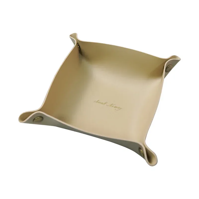 Plateau de rangement en cuir au style nordique, organisateur de bureau pour clés et bijoux, boîte de rangement cosmétiques, organisateur pliant, décoration d'intérieur 11