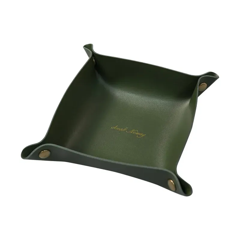 Plateau de rangement en cuir au style nordique, organisateur de bureau pour clés et bijoux, boîte de rangement cosmétiques, organisateur pliant, décoration d'intérieur 14