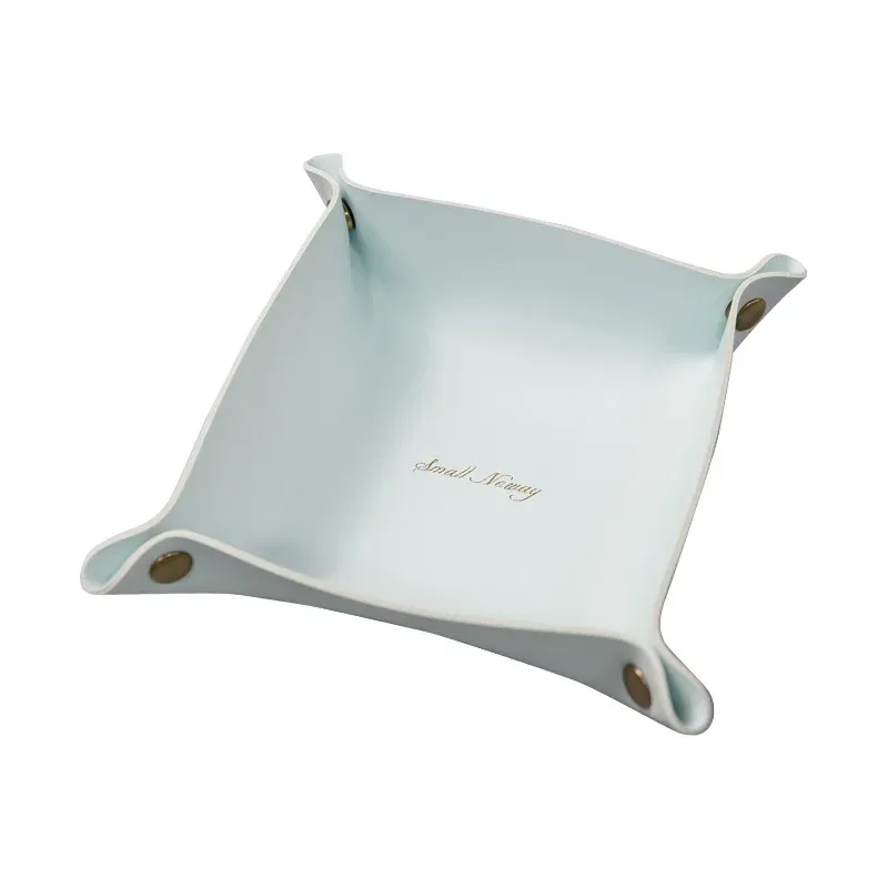 Plateau de rangement en cuir au style nordique, organisateur de bureau pour clés et bijoux, boîte de rangement cosmétiques, organisateur pliant, décoration d'intérieur 13