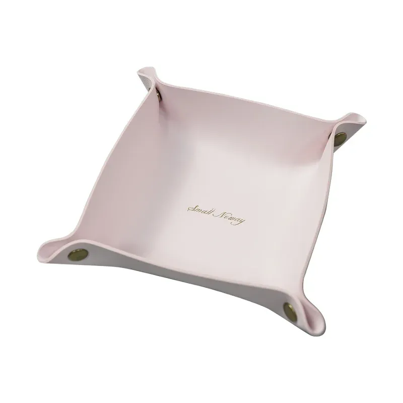 Plateau de rangement en cuir au style nordique, organisateur de bureau pour clés et bijoux, boîte de rangement cosmétiques, organisateur pliant, décoration d'intérieur 17