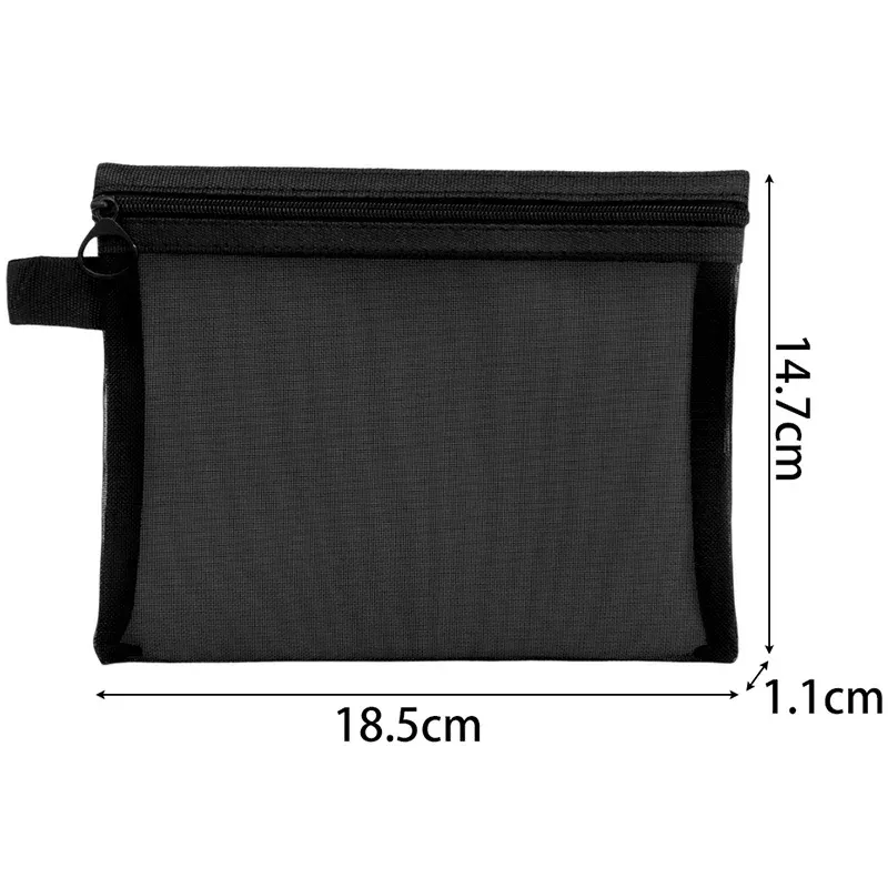 Trousse de maquillage transparente en maille noire, pochette de rangement portable pour voyage, pour cosmétiques et rouge à lèvres (lot de 1 ou 3) 8