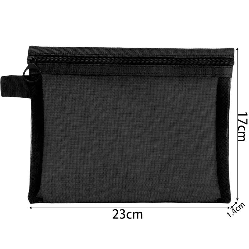 Trousse de maquillage transparente en maille noire, pochette de rangement portable pour voyage, pour cosmétiques et rouge à lèvres (lot de 1 ou 3) 9