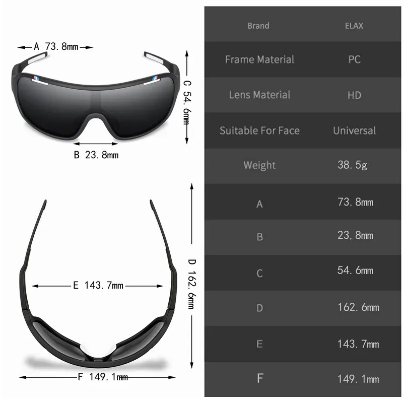 Lunettes de soleil photochromiques polarisées UV400 ELAX pour cyclisme sur route, sport et plein air, mixte homme femme 4