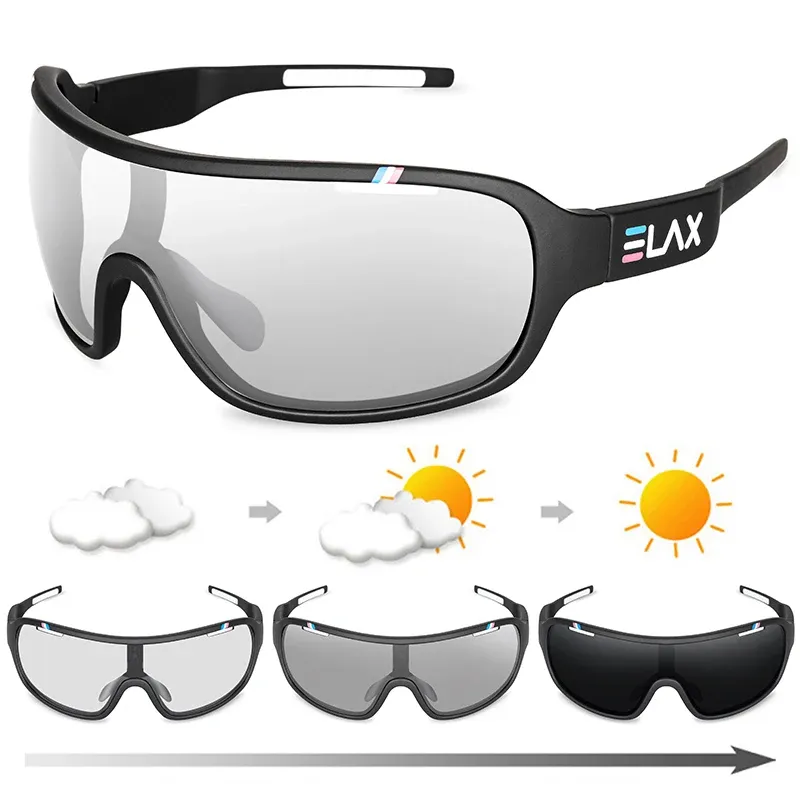 Lunettes de soleil photochromiques polarisées UV400 ELAX pour cyclisme sur route, sport et plein air, mixte homme femme 8