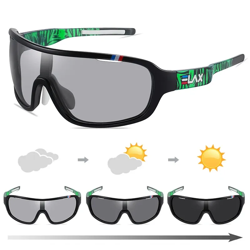 Lunettes de soleil photochromiques polarisées UV400 ELAX pour cyclisme sur route, sport et plein air, mixte homme femme 12