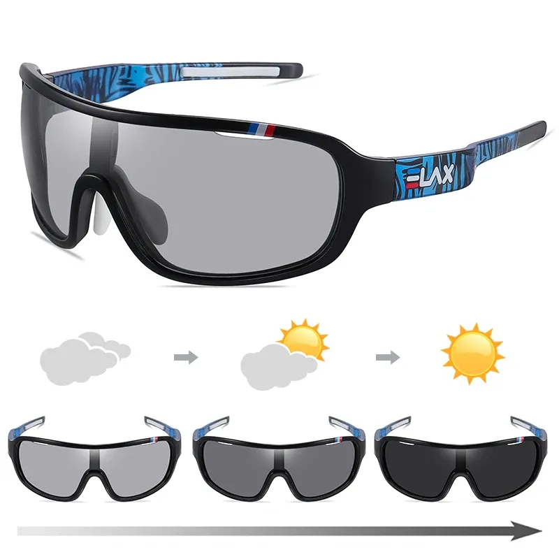 Lunettes de soleil photochromiques polarisées UV400 ELAX pour cyclisme sur route, sport et plein air, mixte homme femme 11