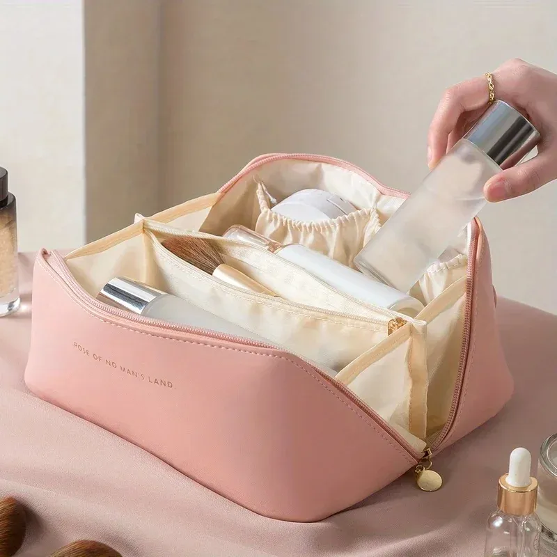 Organisateur de maquillage de luxe pour femme, trousse de toilette et sac cosmétique de voyage avec fermeture éclair 3