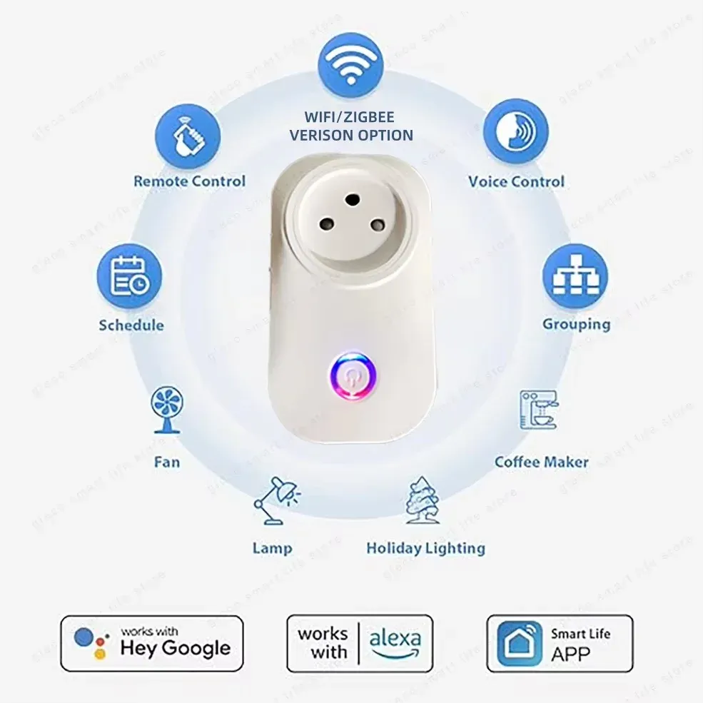 Prise connectée Wi-Fi Tuya 16 A compatible Alexa et Google Home, pilotable via l'application Smart Life 2