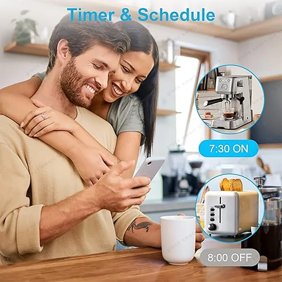 Prise connectée Wi-Fi Tuya 16 A compatible Alexa et Google Home, pilotable via l'application Smart Life 6