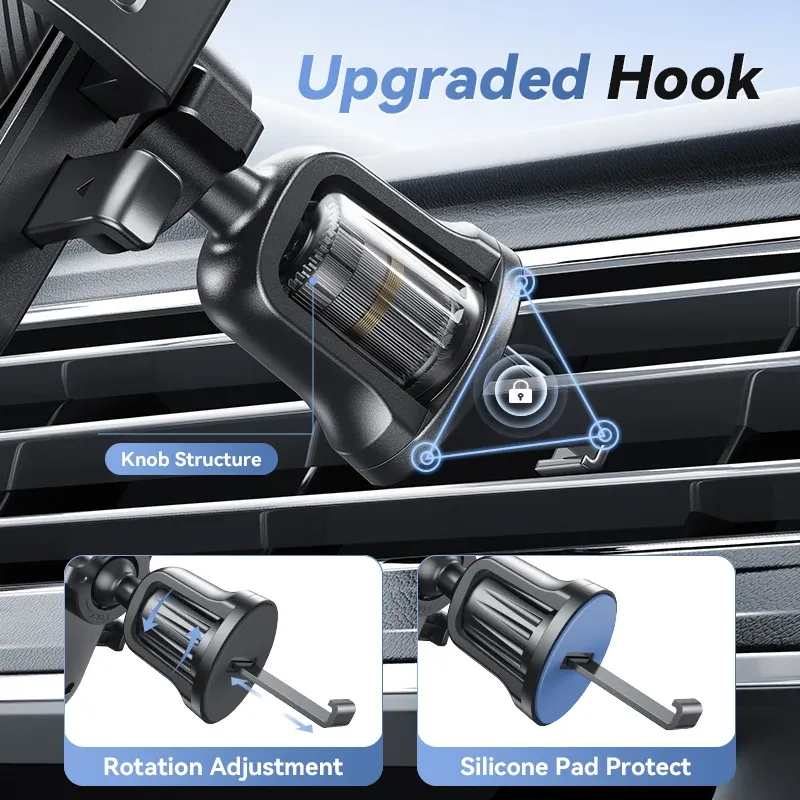 Joyroom Support de téléphone universel pour voiture, rotation à 360°, fixation sur grille d'aération, compatible iPhone, Samsung, Xiaomi et Huawei 4