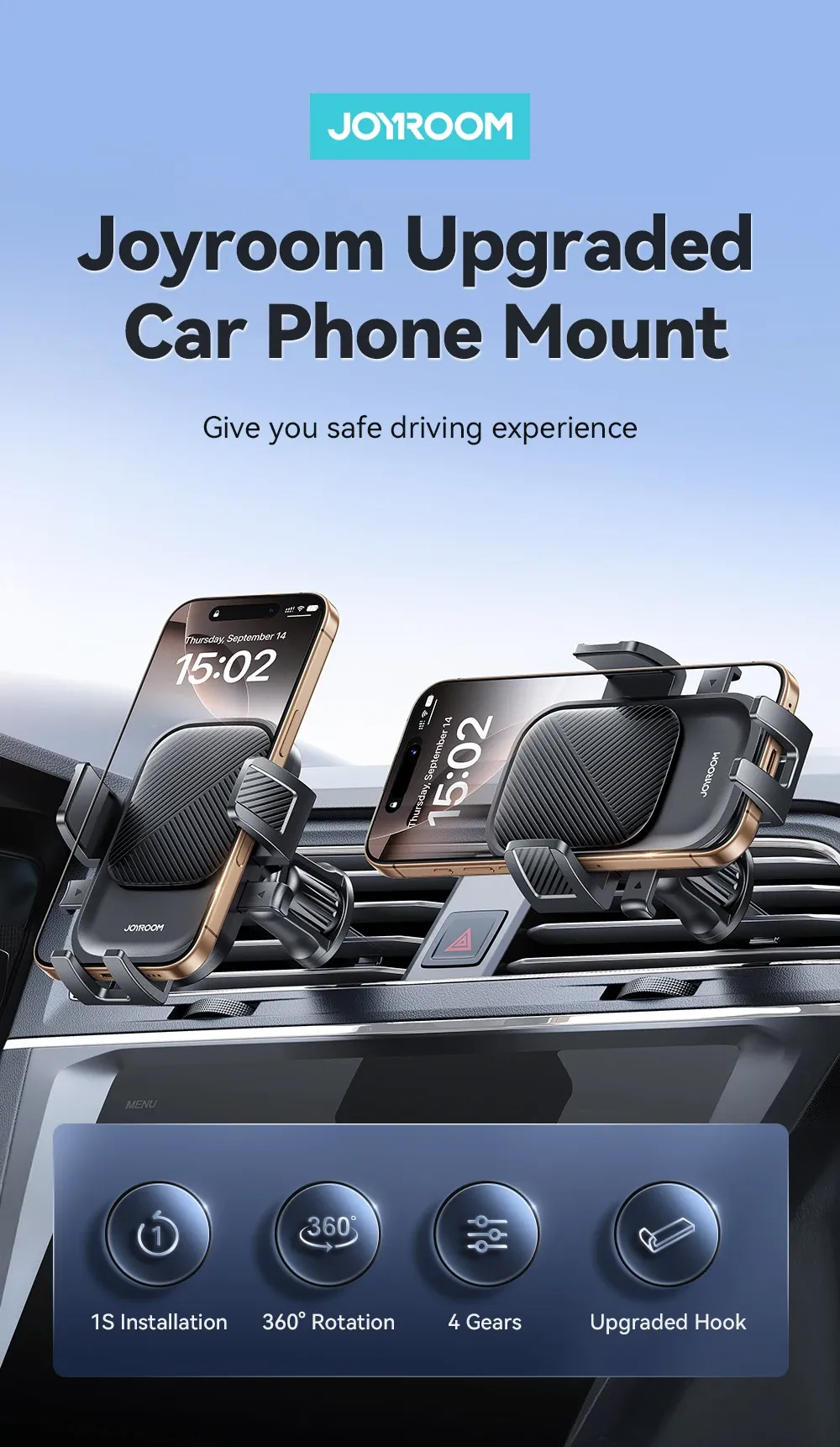 Support de téléphone de voiture stable et sécurisé