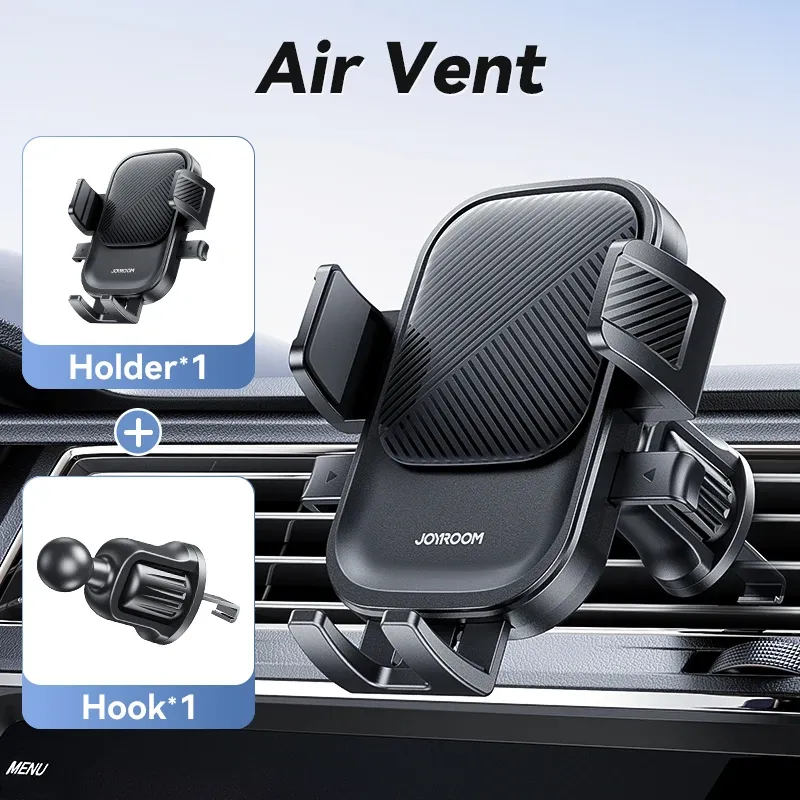 Joyroom Support de téléphone universel pour voiture, rotation à 360°, fixation sur grille d'aération, compatible iPhone, Samsung, Xiaomi et Huawei 9