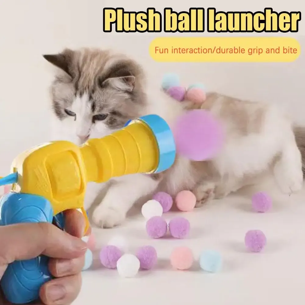 Jouet interactif pour chat avec mini lanceur d'entraînement et 20 balles en peluche 5
