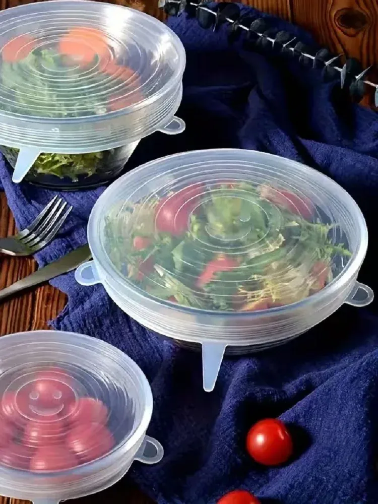 Couvercles en silicone colorés pour l'organisation de la cuisine