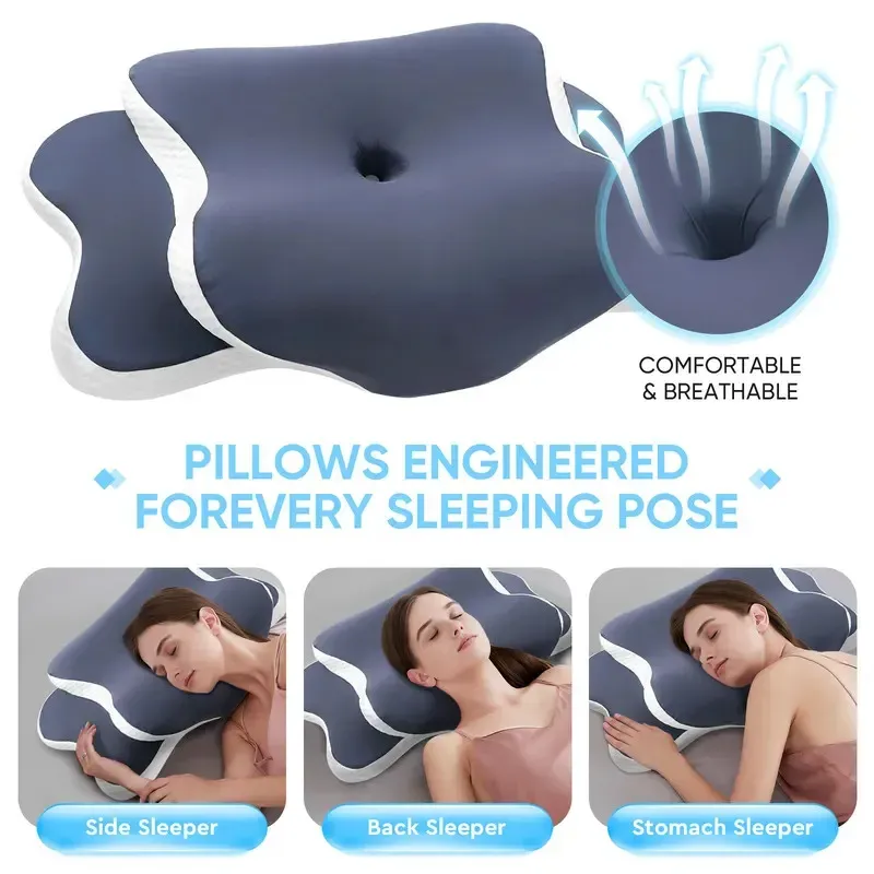 Oreiller cervical ergonomique en mousse à mémoire de forme, soutien orthopédique pour dormeurs sur le côté, le dos ou le ventre 4