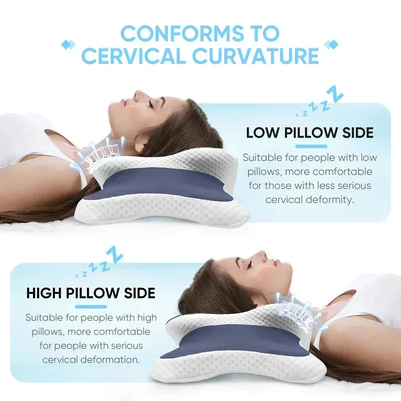 Oreiller cervical ergonomique en mousse à mémoire de forme, soutien orthopédique pour dormeurs sur le côté, le dos ou le ventre 5