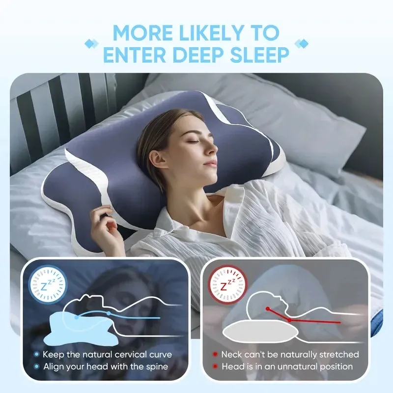 Oreiller cervical ergonomique en mousse à mémoire de forme, soutien orthopédique pour dormeurs sur le côté, le dos ou le ventre 6