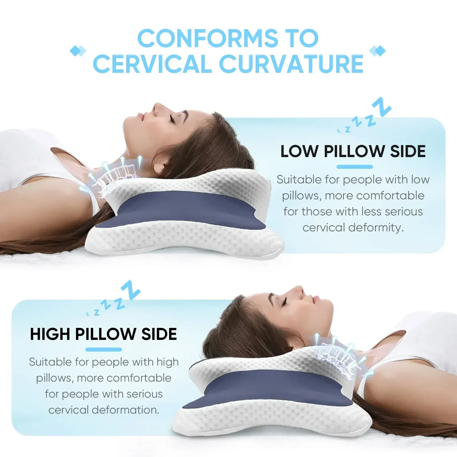 Oreiller cervical en mousse à mémoire de forme, mise en situation