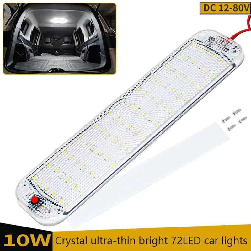 Barre lumineuse LED intérieure 72 LED avec interrupteur, Hurhome, éclairage de toit pour voiture, camping-car, bus et bateau, 12V-80V - Image 1