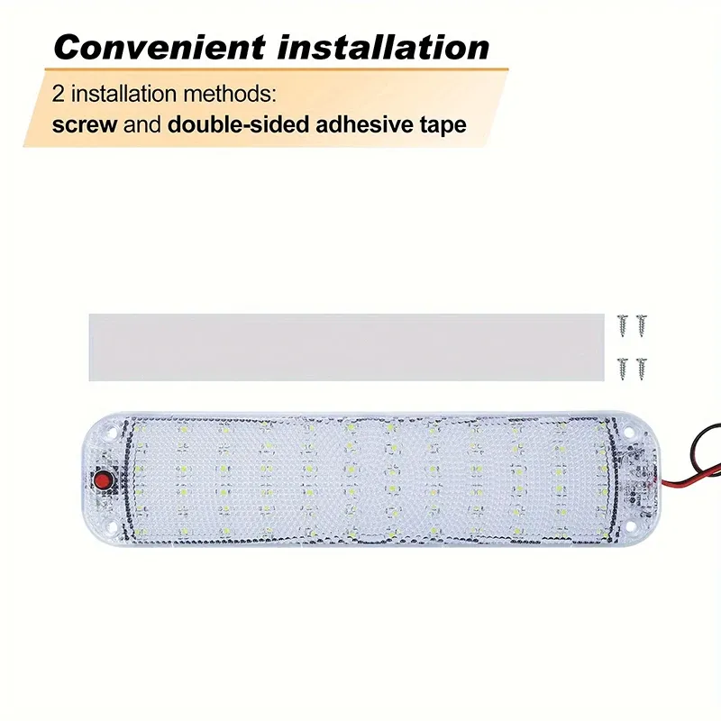 Barre lumineuse LED intérieure 72 LED avec interrupteur, Hurhome, éclairage de toit pour voiture, camping-car, bus et bateau, 12V-80V 5