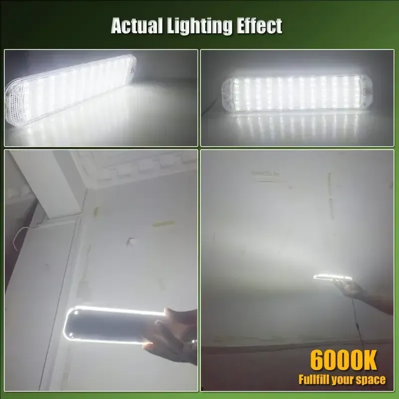 Barre lumineuse LED intérieure 72 LED avec interrupteur, Hurhome, éclairage de toit pour voiture, camping-car, bus et bateau, 12V-80V 6
