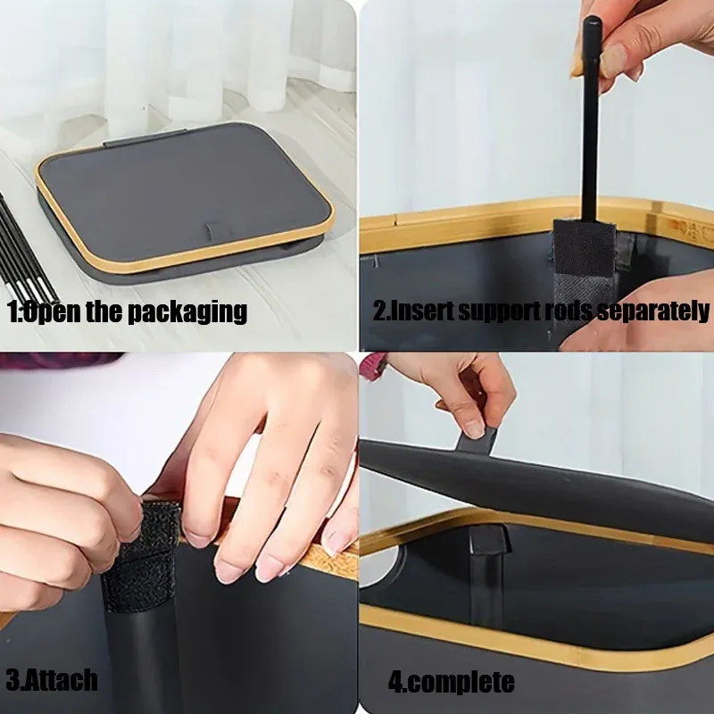 Panier à linge pliable avec couvercle et sac intérieur amovible, 100 L 6