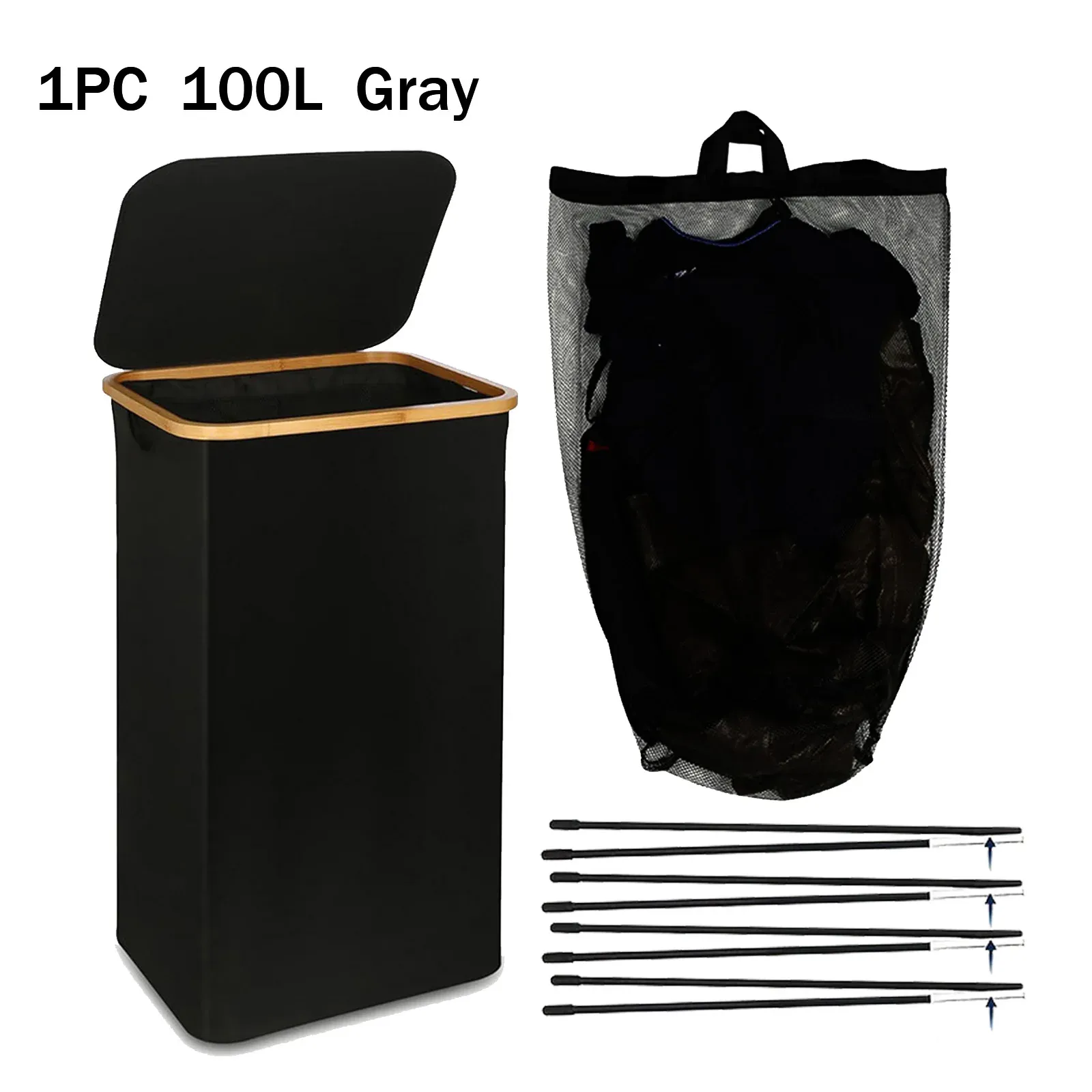 Panier à linge pliable avec couvercle et sac intérieur amovible, 100 L 8
