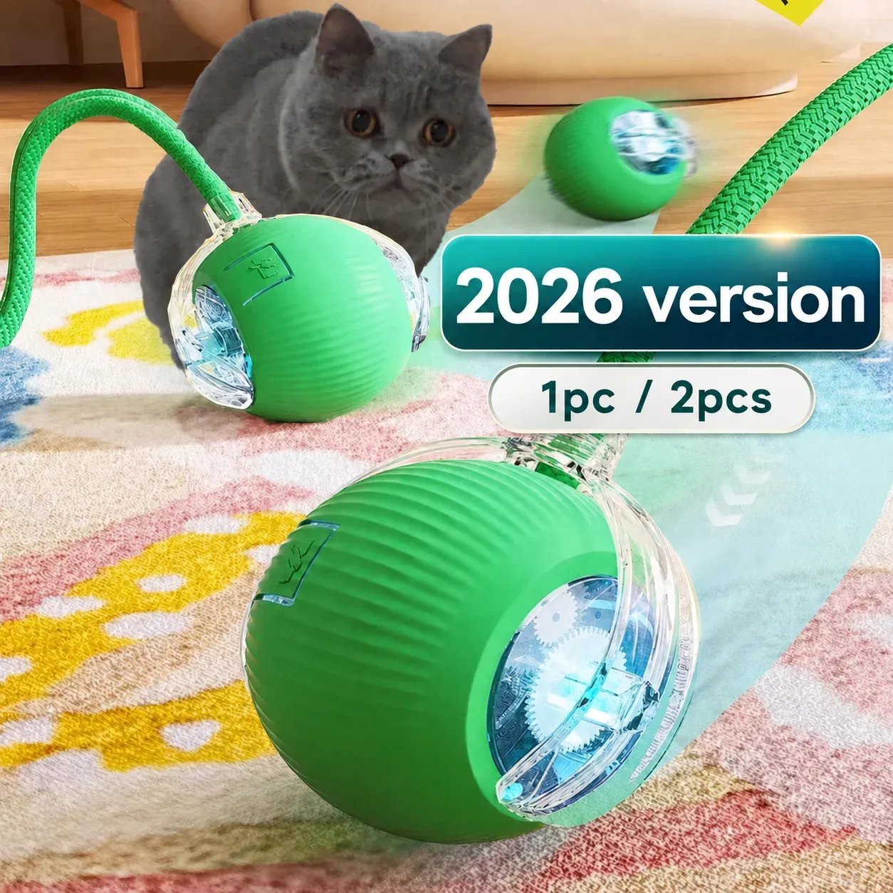 Balle interactive pour chat à roulement automatique, jouet intelligent rechargeable pour chaton 1