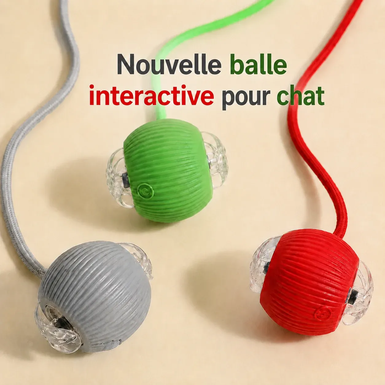 Balle interactive pour chat en situation de jeu