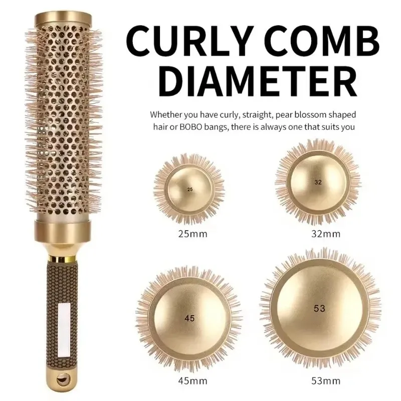 Peigne à cheveux bouclés en 5 tailles, brosse à rouleaux extra longue de 35 cm résistante à la chaleur, outil de coiffage professionnel pour salon, pour un brushing et du volume 2