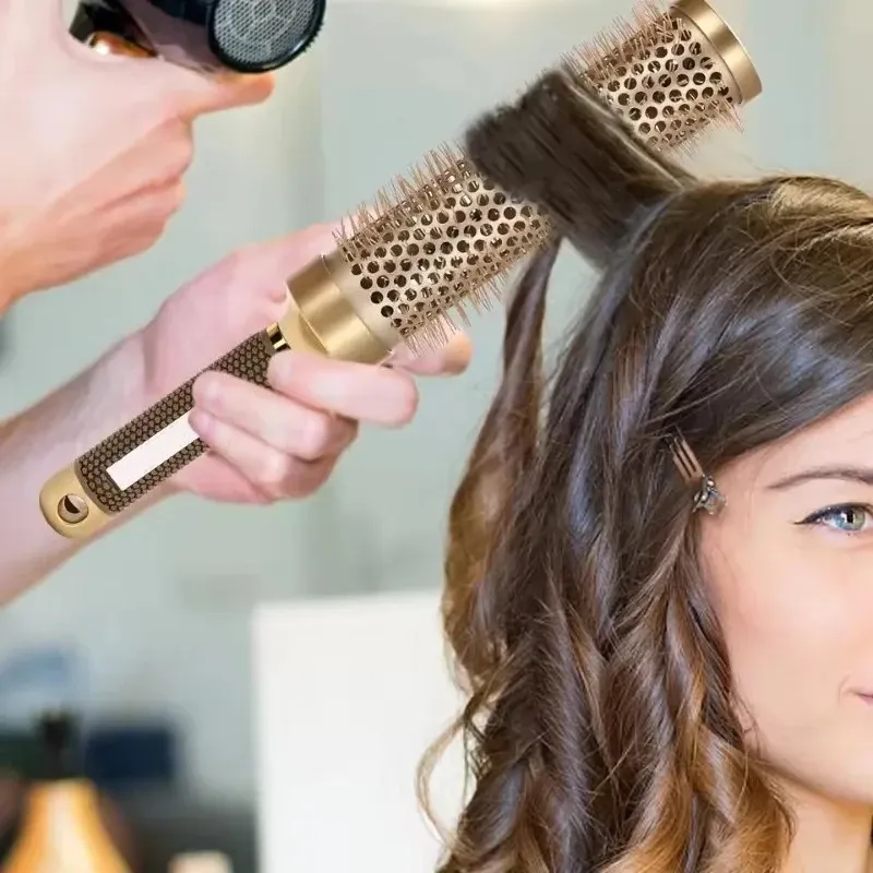 Peigne à cheveux bouclés en 5 tailles, brosse à rouleaux extra longue de 35 cm résistante à la chaleur, outil de coiffage professionnel pour salon, pour un brushing et du volume 5